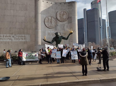 Detroit water shut off demonstration