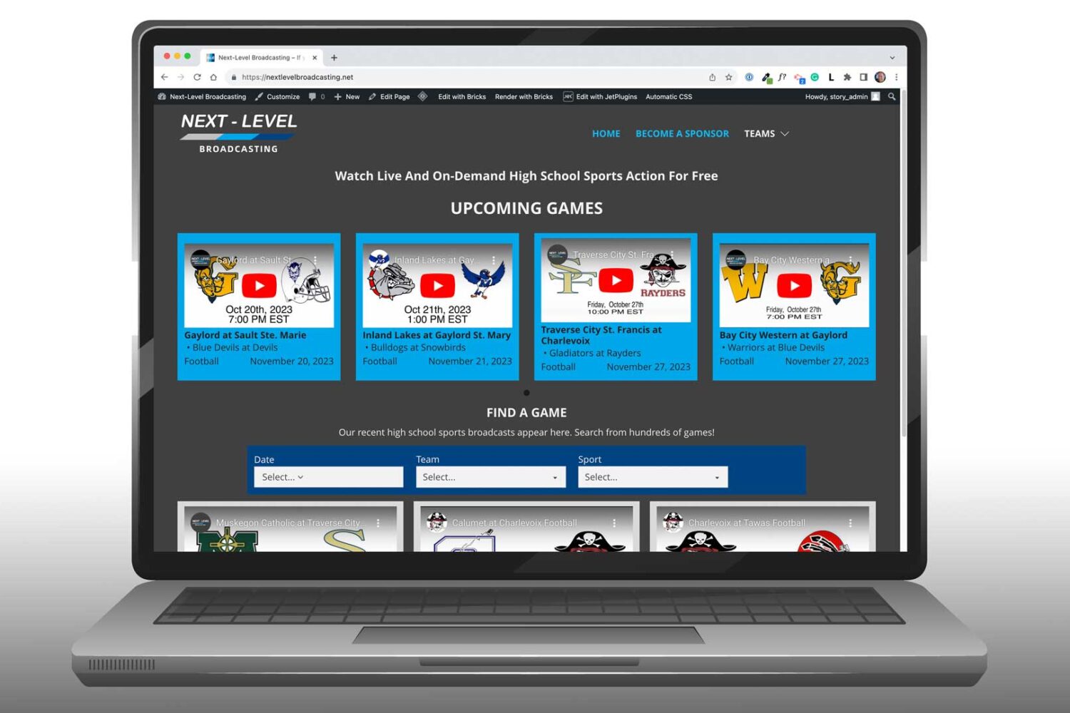 Next-Level Broadcasting Website